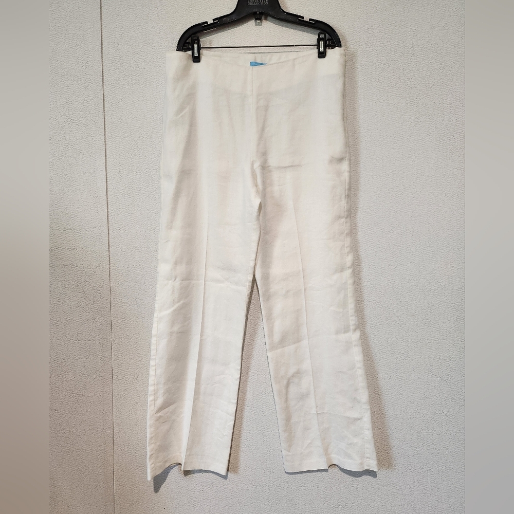 J. Mclaughlin White Kilian Linen Blend Wide Leg Pants Size 12